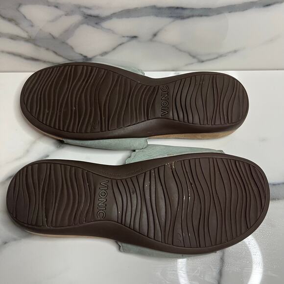 Vionic Women's Sage Green Hook Loop Comfort Slides Slip On Florence Sandals Sz 9 - Picture 5 of 5